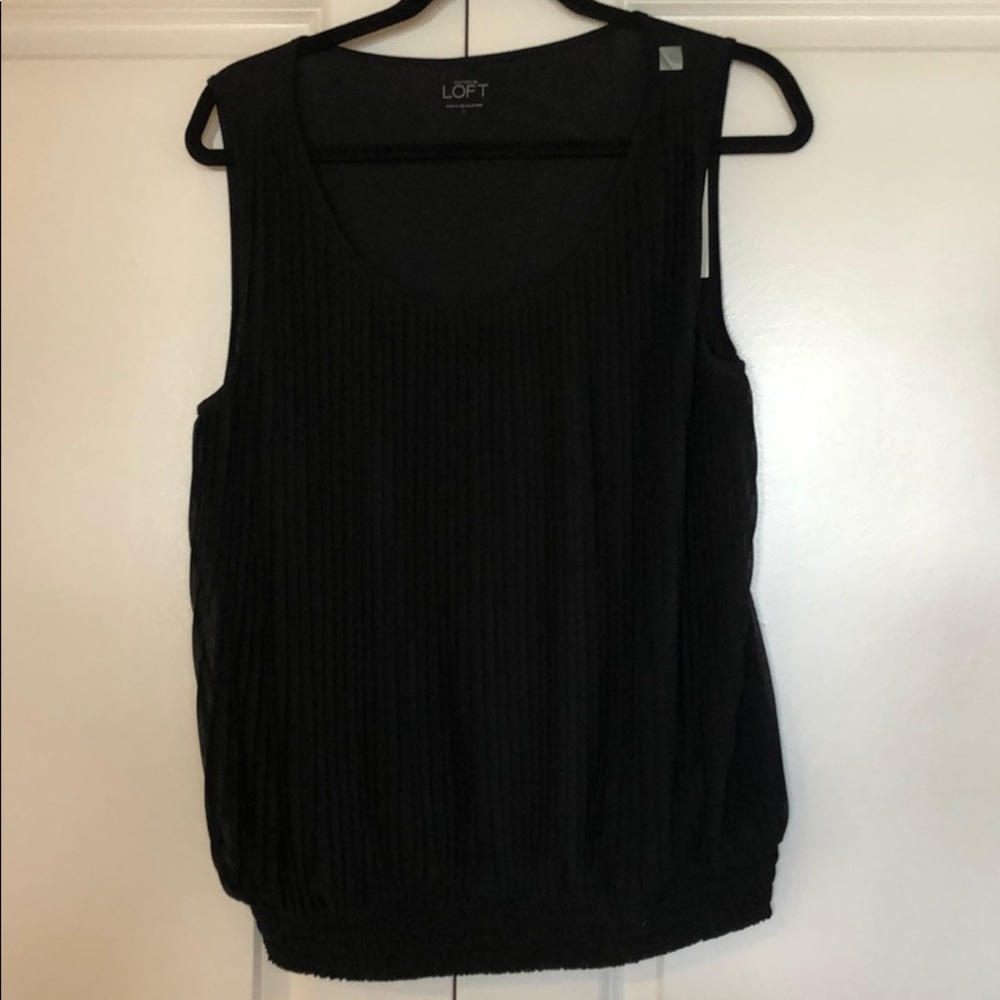 NWT Black Tank Top w/Pleated Front & Elastic Waist